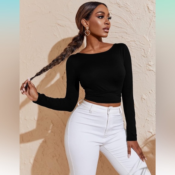 NWT Verdusa Criss Cross Tied Backless Crop Top - Picture 8 of 14